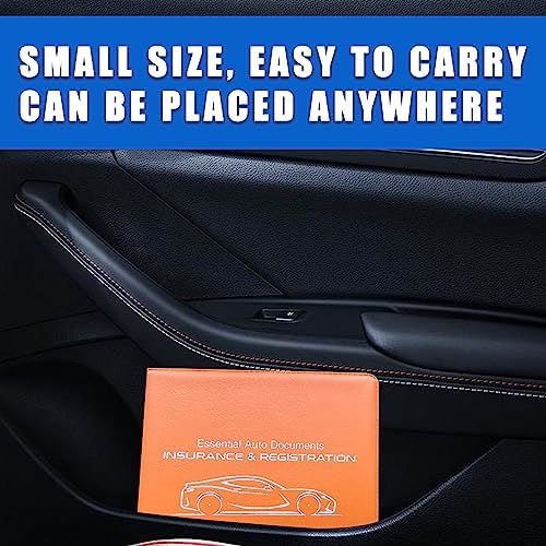Ziciner Car Registration Insurance Holder, 2Pack Essential Auto Card Document Glove Box Organizer with Touch Fastener, Vehicle Interior Accessories Perfect for Most Car, Truck, SUV (Orange/Small Car) - Image 6