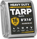Kesfitt 16 Mil Heavy Duty Waterproof Tarp, 8x16 FT, Silver & Blue by Kesfitt