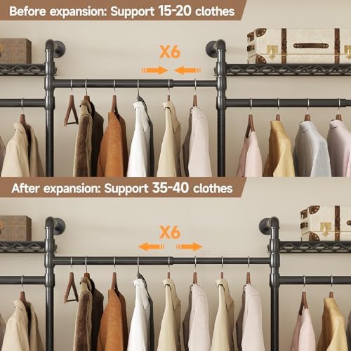 ComfyCorner Wall Mounted Garment Rack, Industrial Pipe Clothing Rack Black - Image 4