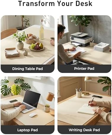 Aothia Faux Leather Desk Mat - Large Mouse Pad, Non-Slip PU Leather Blotter, Waterproof Writing Surface for Office and Home (Beige, 40" x 24") - Image 6