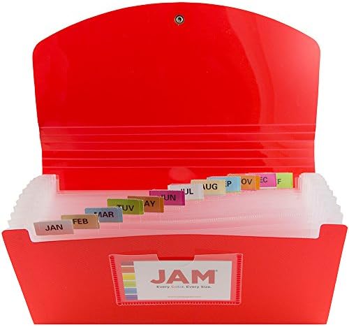 JAM PAPER Accordion Folders - 13 Pocket Plastic Expanding File - Check Size - 5 x 10 1/2 - Red - 2/Pack - Image 4