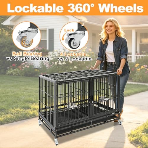 Homey Pet 2 Pack Three Tiers 43" Stackable Heavy Duty Double Dog Crate Bank - Image 6