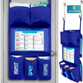 LLC Personal Protective Equipment (PPE) Isolation Door Caddy, Nylon Oxford NFPA-701 Large Scale Flame Retardant Coating 18.5 X 31 Inch, Included 2 Hooks - Blue with Back Pockets by Unknown
