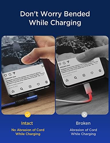1.6FT USB to USB C Cable, 3.1A C Charger Cable Fast Charging Right Angle, Type C Cable Samsung Resistant Nylon Braided Compatible with Galaxy S22 S21 S10, Note 10 9 A51 LG G8 G7 Charging Cord - Image 5