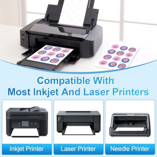 2" Round Labels, 300 White Printable Stickers for Laser & Inkjet Printers - Image 3