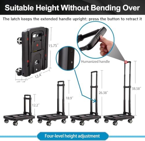 GtIiFmTe Foldable Hand Truck, Lightweight Luggage Cart for Airport Car Seat - Image 3