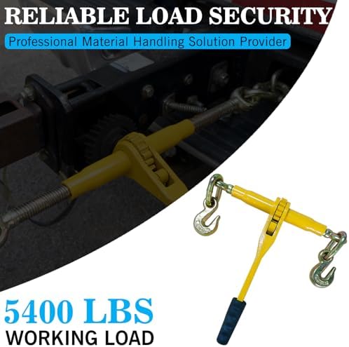 2 Pack 5/16"-3/8"Ratchet Chain Binders,9200 LBS Working Tie Downs, for Grade 80 Transport Chain Load,Labor-Saving Anti-Skid Handle,Heavy Duty Ratchet Binders for Truck, Tie Down, Hauling, Towing - Image 2