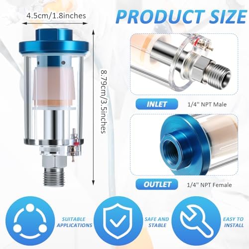 Mudder 2 Pcs Air Compressor Filter, 1/4 Inch Npt Air Oil Water Separator - Image 2