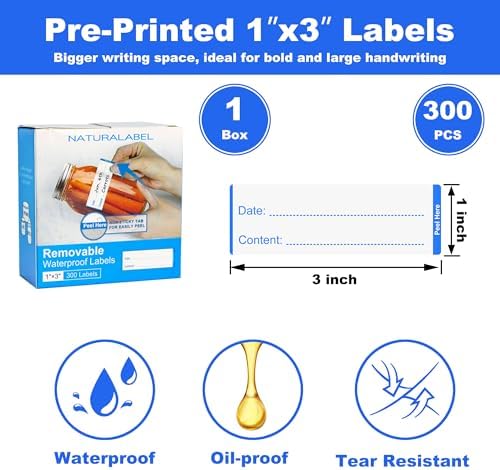 NATURALABEL 300 Removable Freezer Labels with Dispenser, 1" x 3" (Blue) - Image 6