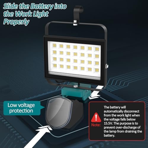 T-SUN 100W LED Work Light, Cordless Portable Light for 20V Max Battery - Image 3
