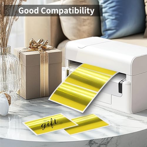 2" x 3" Gold Thermal Label Stickers,Waterproof Thermal Printer Sticker Labels for Gift Wrapping, Self-Adhesive Name Price Tag DIY Custom Logo Design (280 pcs,Gold) - Image 3