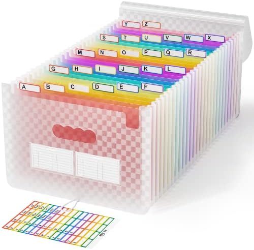 ABC life 26 Pockets Accordion File Organizer, Expanding File Folder, Pink by ABClife