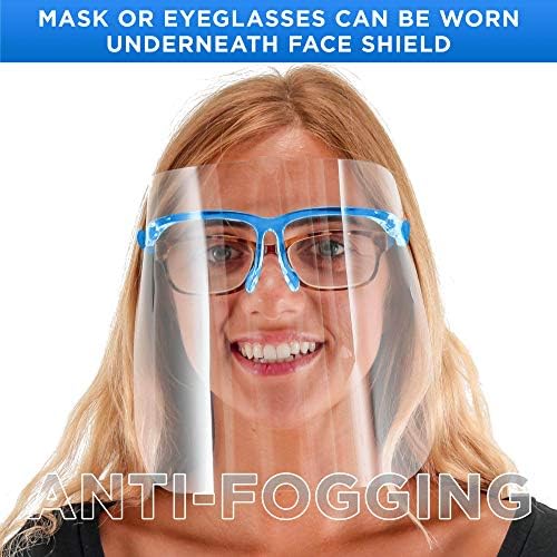 Salon World Safety Face Shields with Blue Glasses Frames (Pack of 25) - Image 4