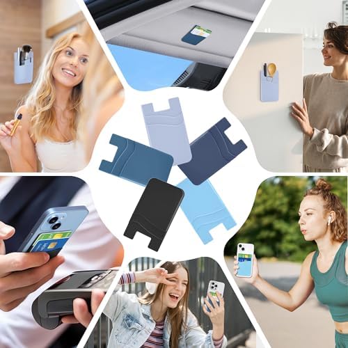 Senose Cell Phone Wallet, Silicone Sticky Credit Card Holder for Phone Case - Image 2