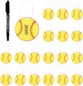 19 Pcs Softball Luggage Tags, Softball Party Favors Suitcase Labels with Pen, Metal Ring Name ID Card and DIY Pocket for Sports Team Travel Baggage Identifiers for Men Women by Unknown