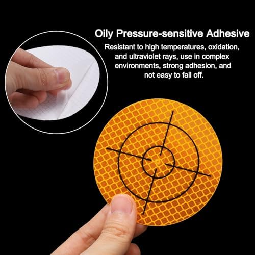 HARFINGTON 60pcs Survey Reflector Sheets 80mm x 80mm Self-Adhesive Surveying Target Mark Sticker Total Station Round Reflective Sheet Tape for Ship Inspection Tunnel Measure, Yellow - Image 4