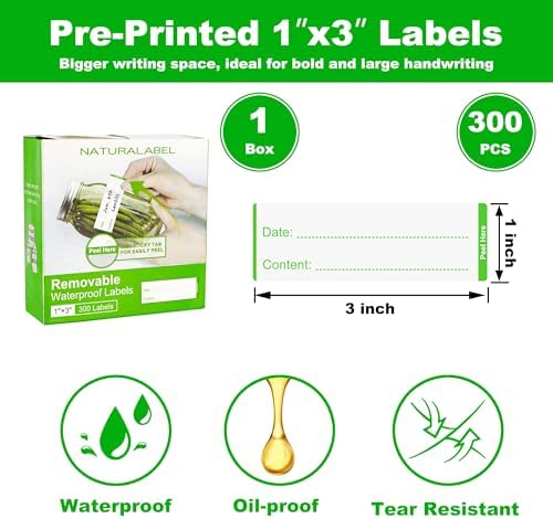 NATURALABEL 300 Removable Freezer Labels with Dispenser, 1" x 3" (Green) - Image 6
