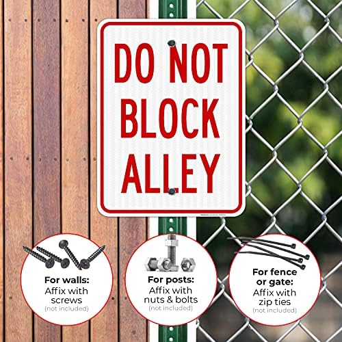 Do Not Block Alley Sign, 18x24 Inches, 3M EGP Reflective with Post & Cast - Image 2