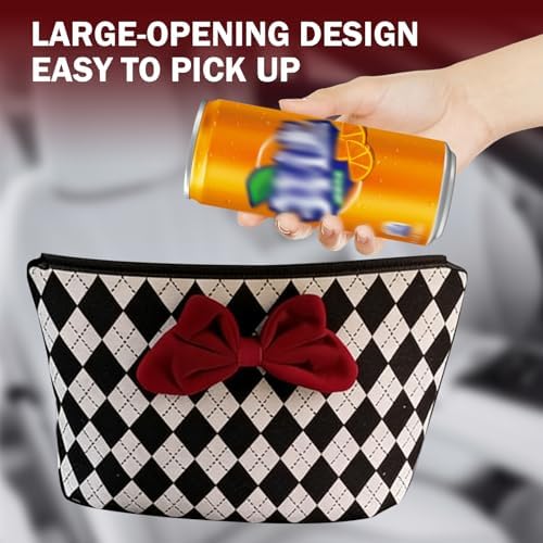 Car Backseat Organizer, Argyle Pattern Auto Seat Gap Storage Bag with Bowknot Decor, Vehicle Interior Hanging Organizer for Small Items, Universal for Most Cars - Image 7