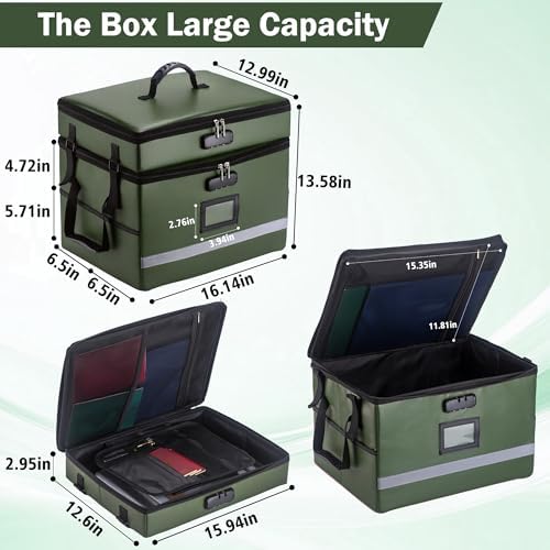 EXLIFBAG Fireproof File Organizer with Lock, 2 Layer - Image 3