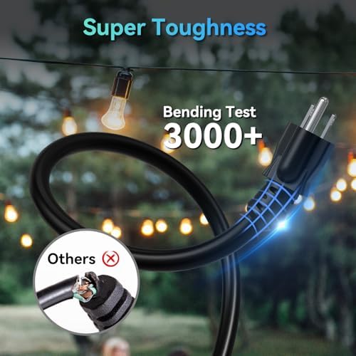 K KASONIC 50 FT 3 Outlet Outdoor Extension Cord, 16/3 Grounded Cord, Black - Image 4