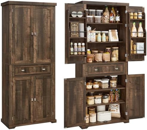 VASAGLE Pantry Cabinet, Freestanding Tall Cupboard with a Drawer by VASAGLEbySONGMICSHOME