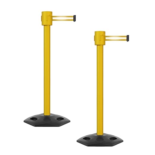 Montour Line MSR760 Set of 2 Retractable Belt Barrier Stanchion, Rubber Base by Montour+Line
