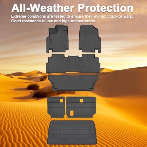 Floor Mats & Trunk Mats for 2018-2026 Honda Odyssey, TPE All Weather Protection 3 Rows Car Floor Liners with Cargo Liners Covering the backrest Accessories - Image 6