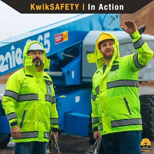 KwikSafety - Charlotte, NC - TORRENT Rain Jacket & Trench Coat ANSI OSHA Class 3 High Visibility Jacket Hi Vis Rain Gear - Image 2