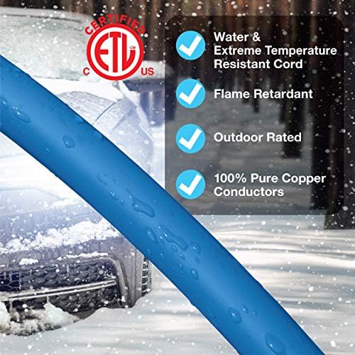 Clear Power Heavy Duty Outdoor Extension Cord - 100 FT, Blue | for Extreme Cold Weather -50°C, 16/3 SJTW, 3 Prong Grounded Plug, with Power Indicator Light (CP10075) - Image 7