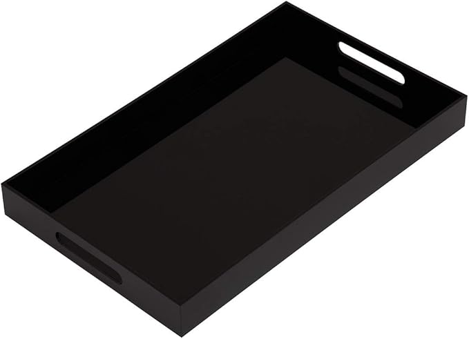 Glossy Black Sturdy Acrylic Serving Tray by KEVLANG