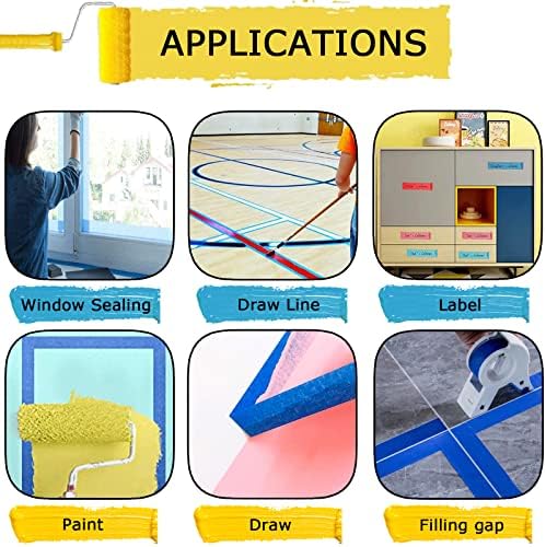 Masking Tape, Blue Tapes, Painters Tape, Artist Painter's Painting Paper Tape for Multi-Purpose Wall Paint, DIY Crafts, Scrapbook, Decoration, Labeling, Edge Finishing, 0.94INx60.1YDSx6 Rolls=360.6YDS - Image 3