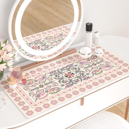 QIYI PU Leather Large Mouse Pad, Waterproof Desk Mat, 31.5" x 15.7", Suzani - Image 6