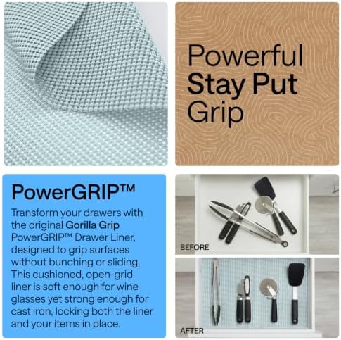 GORILLA GRIP powerGRIP Drawer Shelf and Cabinet Liner, 20"x20', Spa Blue - Image 3