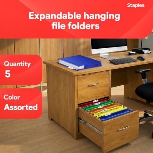 Staples Poly Expanding Hanging File Pockets, Letter Size, 5/Pack - Image 2