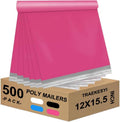 Pink Poly Mailers 12x15.5 Inch, 500 Pack Self-Seal Shipping Bags by Unknown