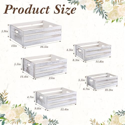 CroBlissful 5 Pack Wooden Crates for Display Rustic Nesting Crates, White - Image 2