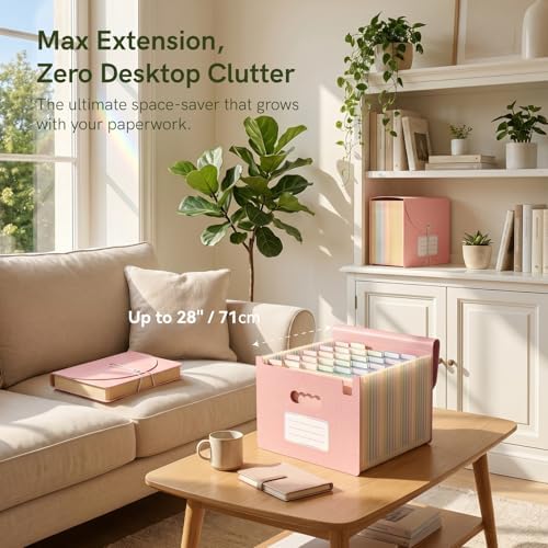 ABC life 26 Pockets Accordion File Organizer, Blush Pink - Image 5
