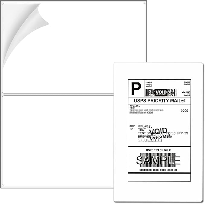 Coopaty Half Sheet Shipping Labels 8.5" x 5.5" Sticker Labels by COOPATY