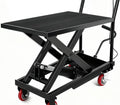 1100 LBS Manual Hydraulic Double Scissor Lift Table Cart, Max 28.5 Inch Lifting Height, Reinforced Welded Steel Frame, Anti-Overload Hydraulic Unit, Non-Slip Rubber Platform Mat by HOME