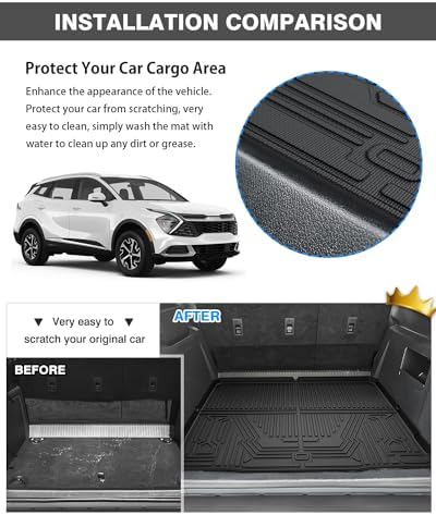 Powerty Floor Mats Cargo Liner for 2023-2025 Kia Sportage Gas Model Only All Weather 3D TPE Anti-Slip Car Protection, 1st & 2nd Row Set with Rear Cargo Mat Accessories - Image 5