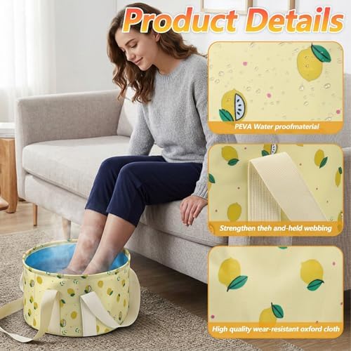 Foldable Bucket for Soaking Feet, Portable Foot Bath Tub Spa Basin Yellow Footbath Bucket for Travel Home Pedicure Outdoor Camping/Wash Face Vegetables Fruits(Yellow) - Image 4