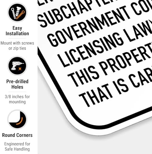 No Open Carry of Handgun Prohibited Texas §3007 Sign, - Image 2