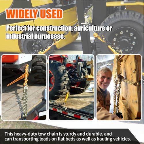 TKK G80 Transport Binder Chain, 3/8 Inch x 8 Foot Logging Tow Chain with Grab and Sling Hooks, 7,100 lbs Safe Working Load, Heavy Duty for Transporting, Towing and Tie-Down - Image 6