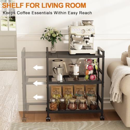 Expandable Metal Storage Shelves Rack with Wheels,3Tier Heavy Duty Shelving - Image 6