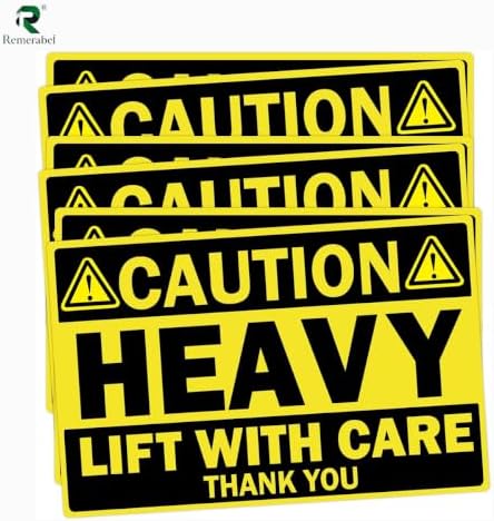 100 Caution Heavy Shipping Labels, 4 x 6 Inch by Remerabel