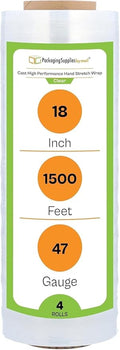 PSBM 4 Rolls 18 Inch x 1500 Feet 90 Gauge Stretch Film/Wrap, Heavy Duty by PackagingSuppliesbymail