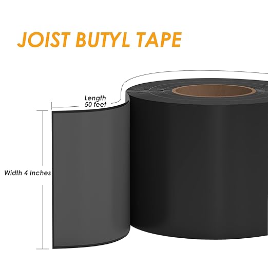 4" x 50' Deck Joist Tape, 2 Pack Waterproof Seal Butyl Deck Tape, Weather - Image 3