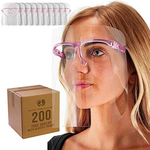 Salon World Safety Face Shields with Pink Glasses Frames (Case of 200) by TCPGlobal