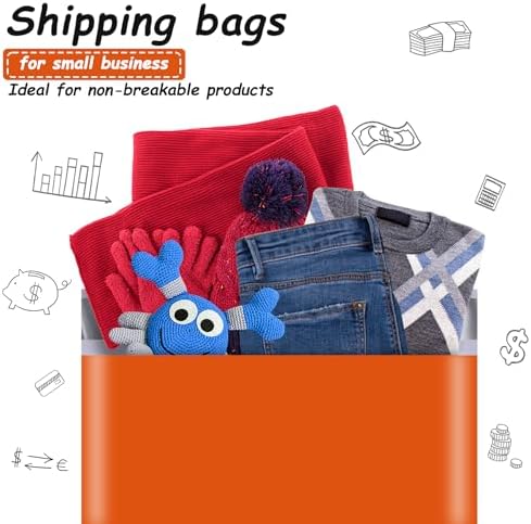 JinRuiKJ Poly Mailers 10x13 Inch, 200 Pcs Shipping Bags, Orange - Image 6